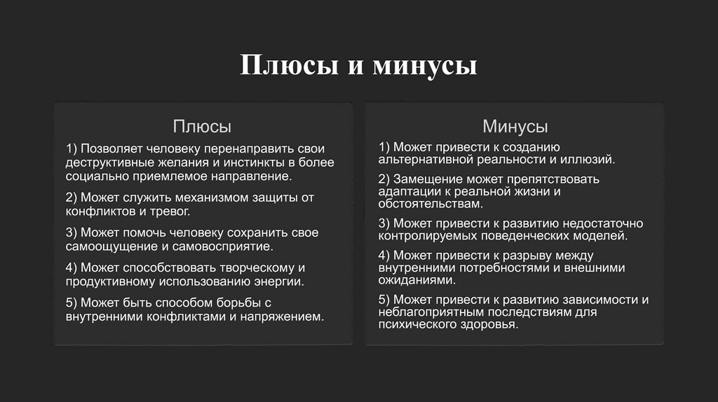 Плюсы и минусы