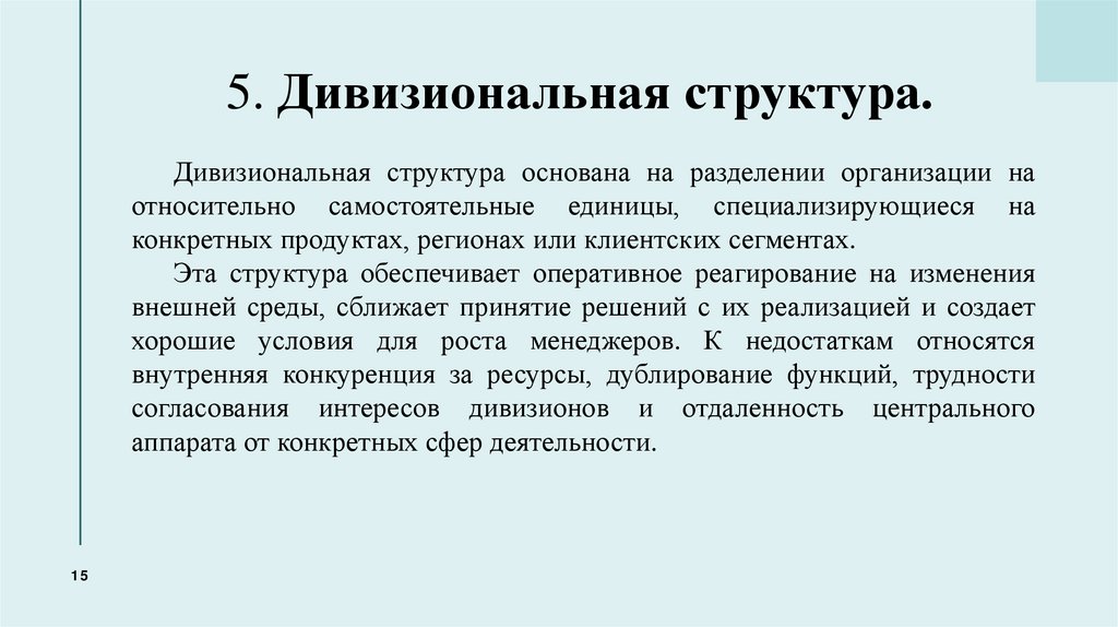 5. Дивизиональная структура.