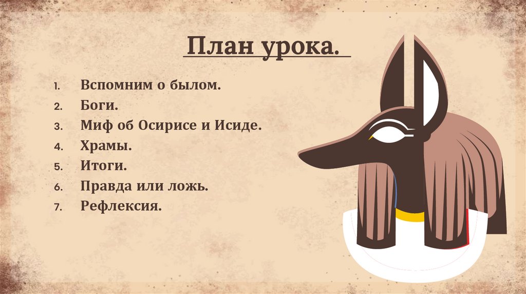 План урока.