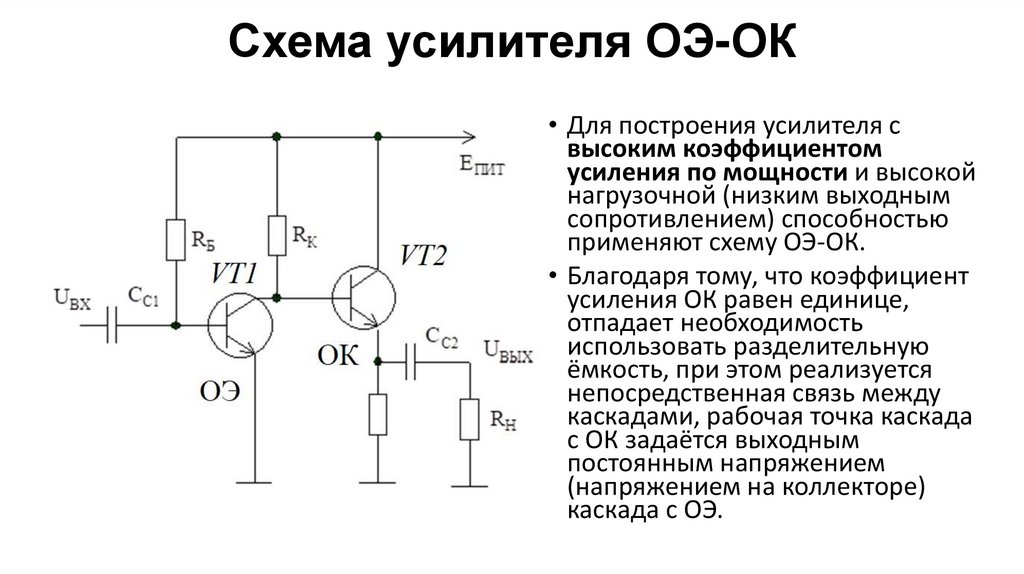 Схема усилителя ОЭ-ОК