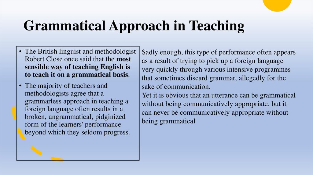 Grammatical Approach in Teaching
