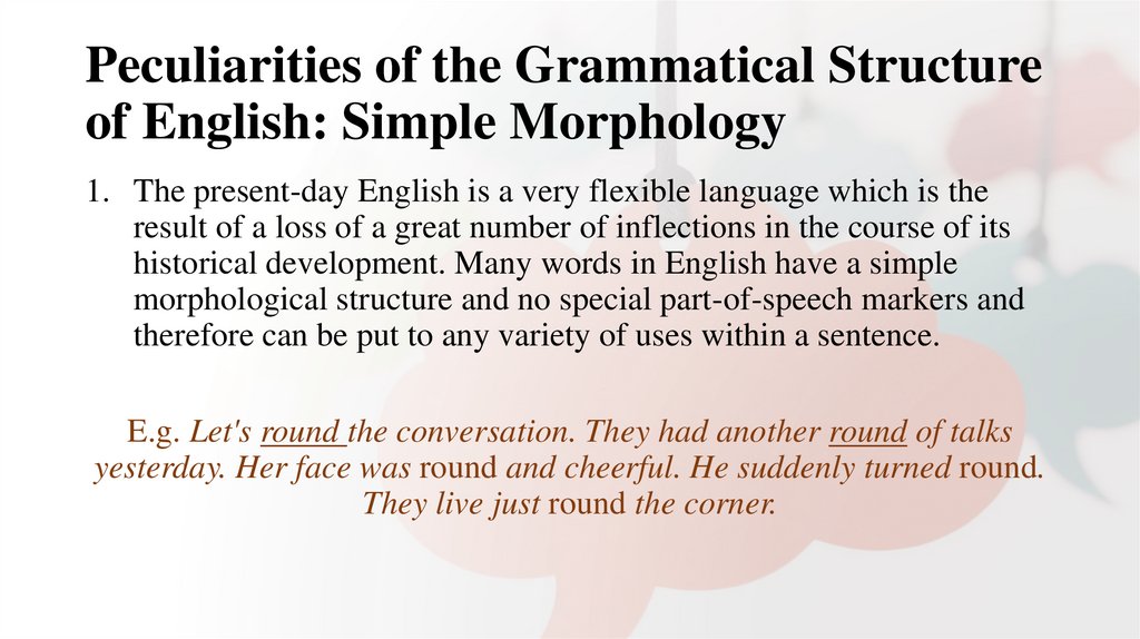 Peculiarities of the Grammatical Structure of English: Simple Morphology