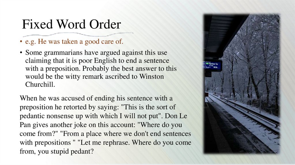Fixed Word Order