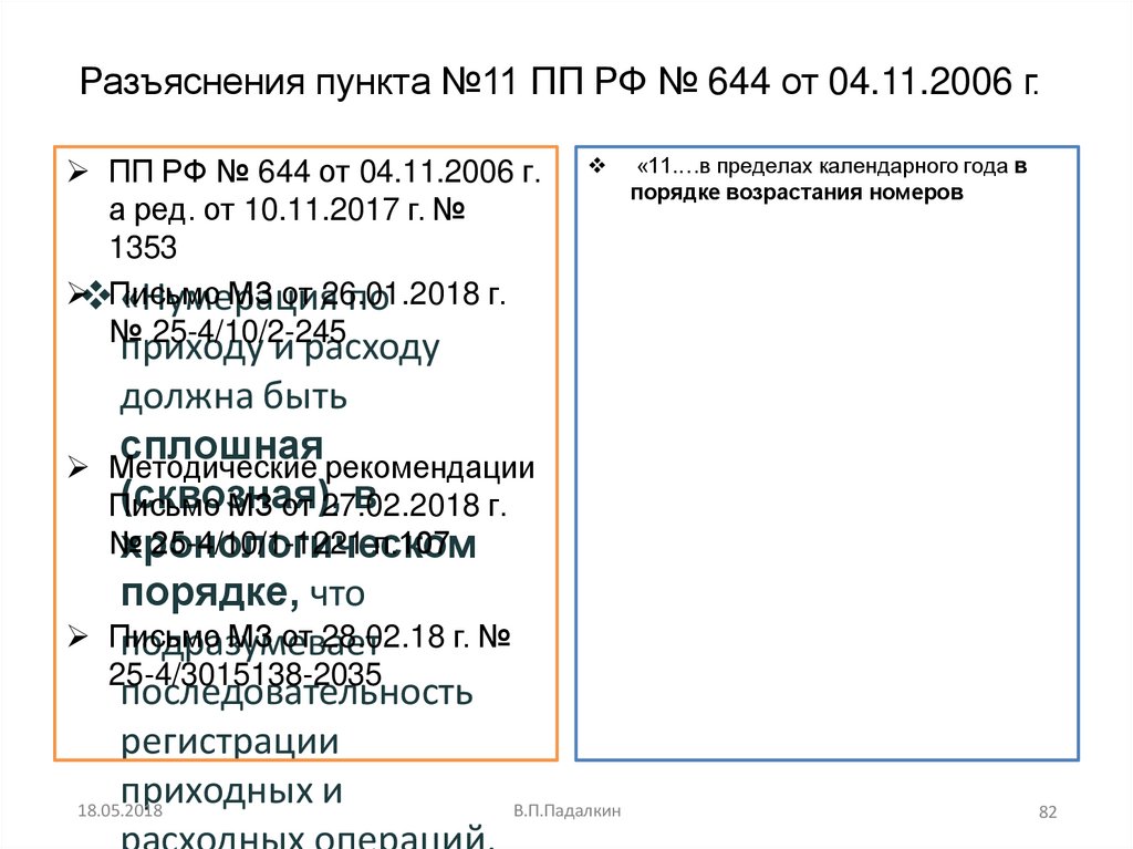 Разъяснения пункта №11 ПП РФ № 644 от 04.11.2006 г.