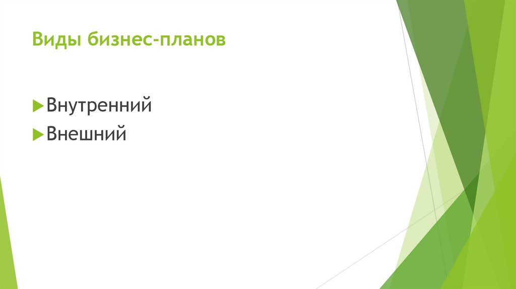 Виды бизнес-планов