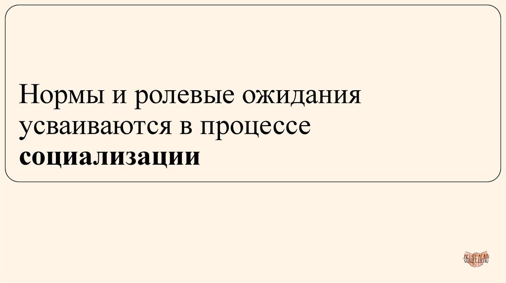 Нормы и ролевые ожидания усваиваются в процессе социализации