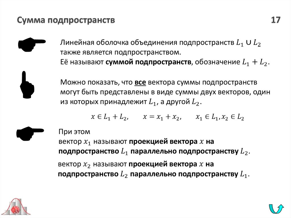 Сумма подпространств 17
