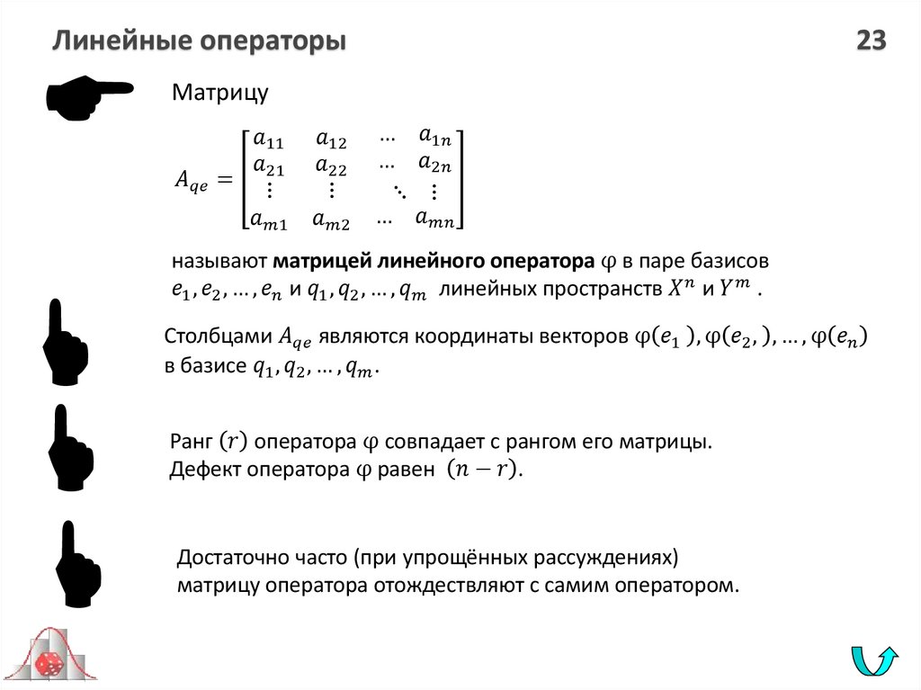 Линейные операторы 23