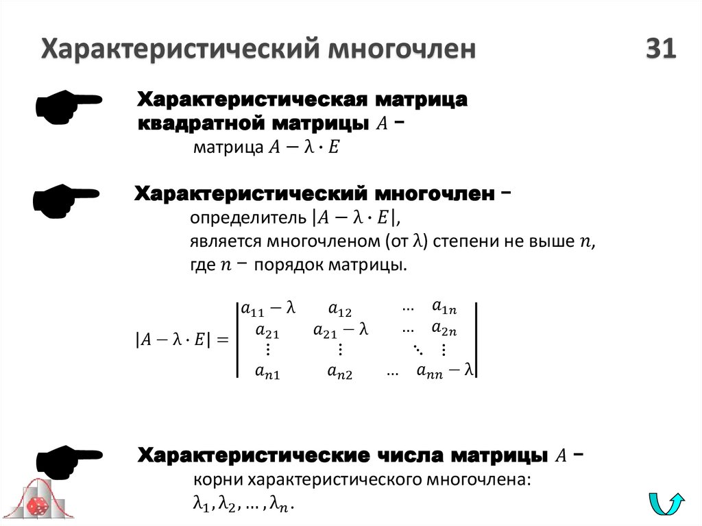 Характеристический многочлен 31