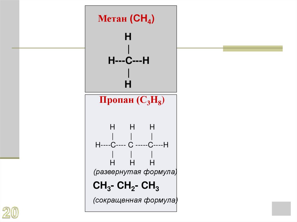 Например, химическое строение метана: