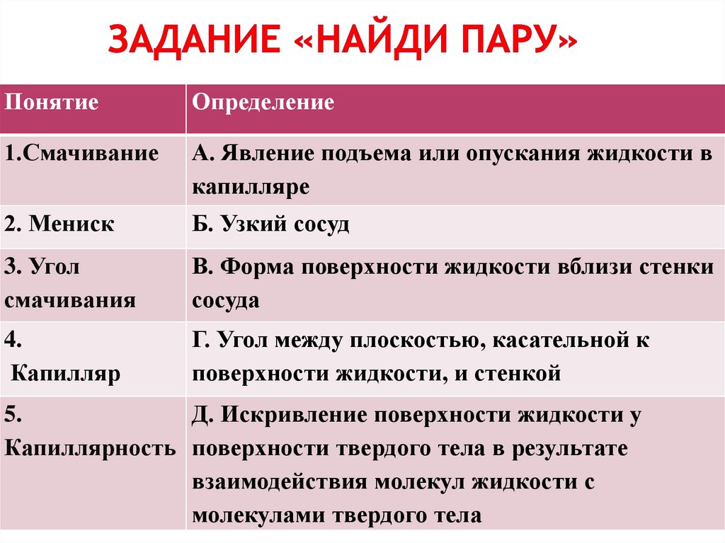 ЗадАние «Найди пару»