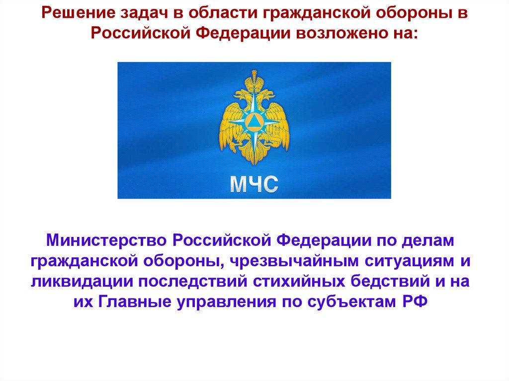 Решение задач в области гражданской обороны в Российской Федерации возложено на: