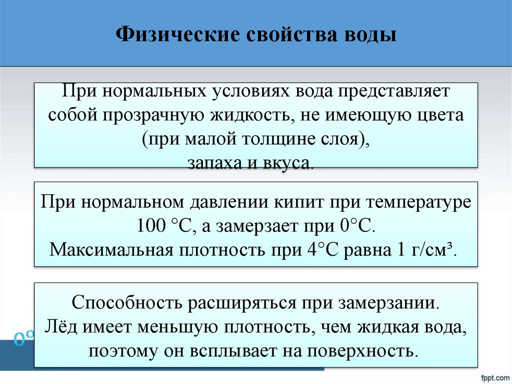 Физические свойства воды