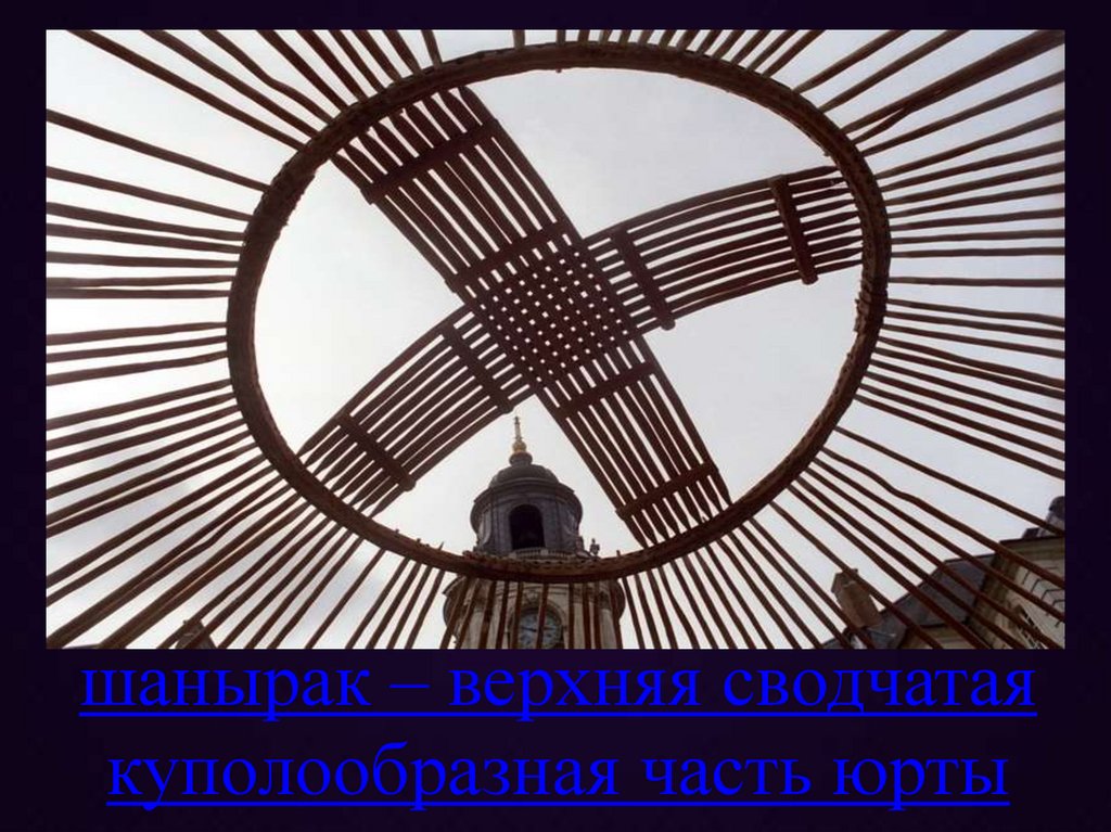 шанырак – верхняя сводчатая куполообразная часть юрты