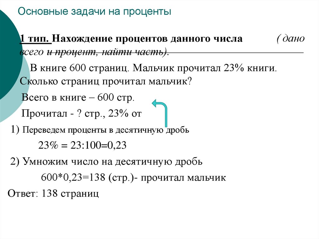 Основные задачи на проценты