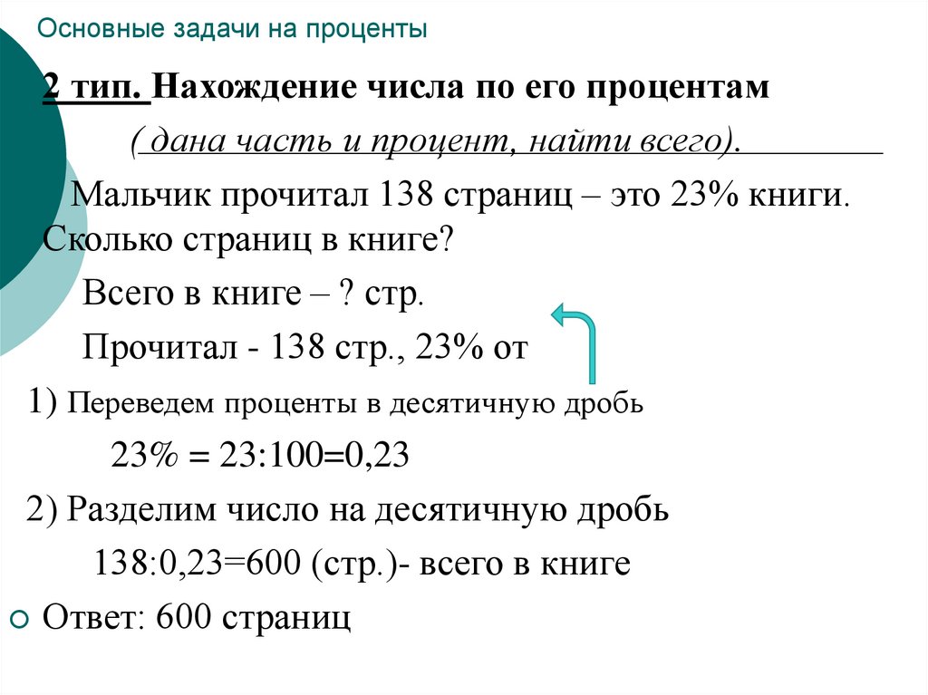 Основные задачи на проценты