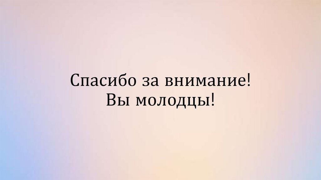Спасибо за внимание! Вы молодцы!