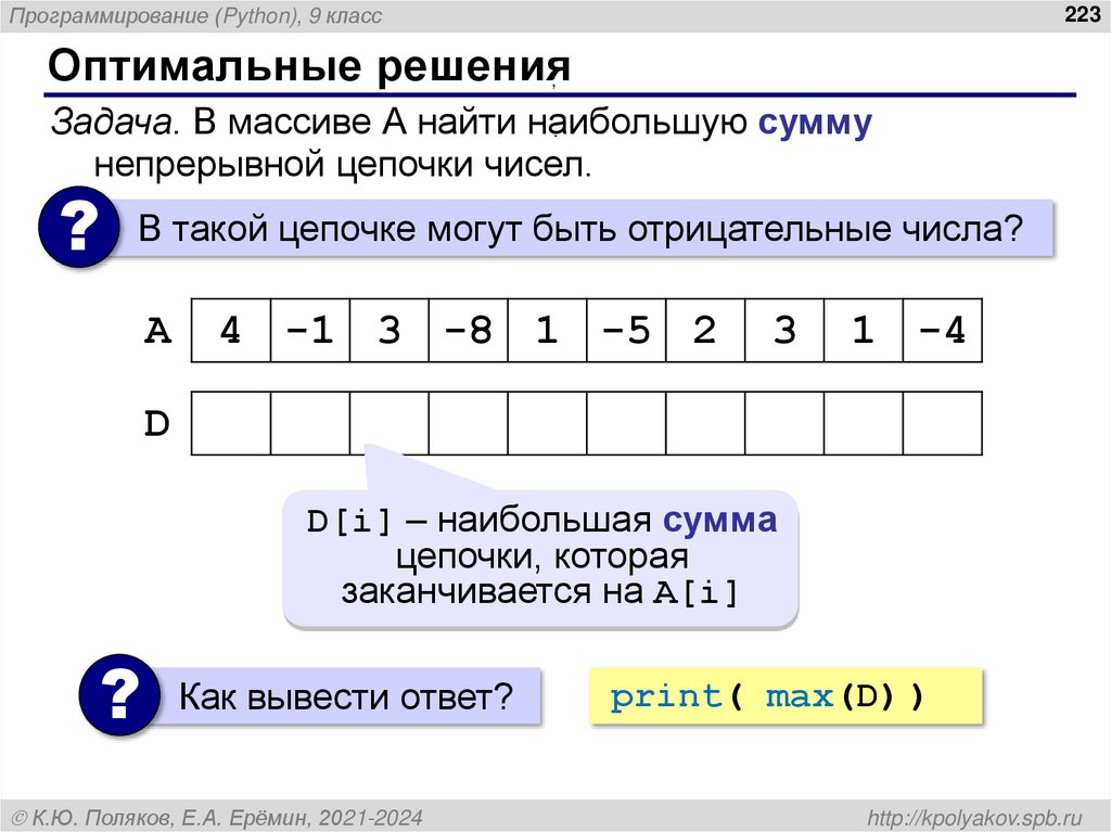 Оптимальные решения