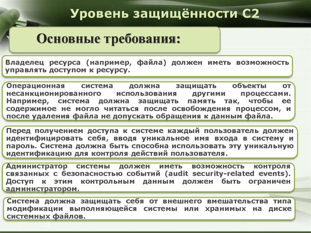 Уровень защищённости C2