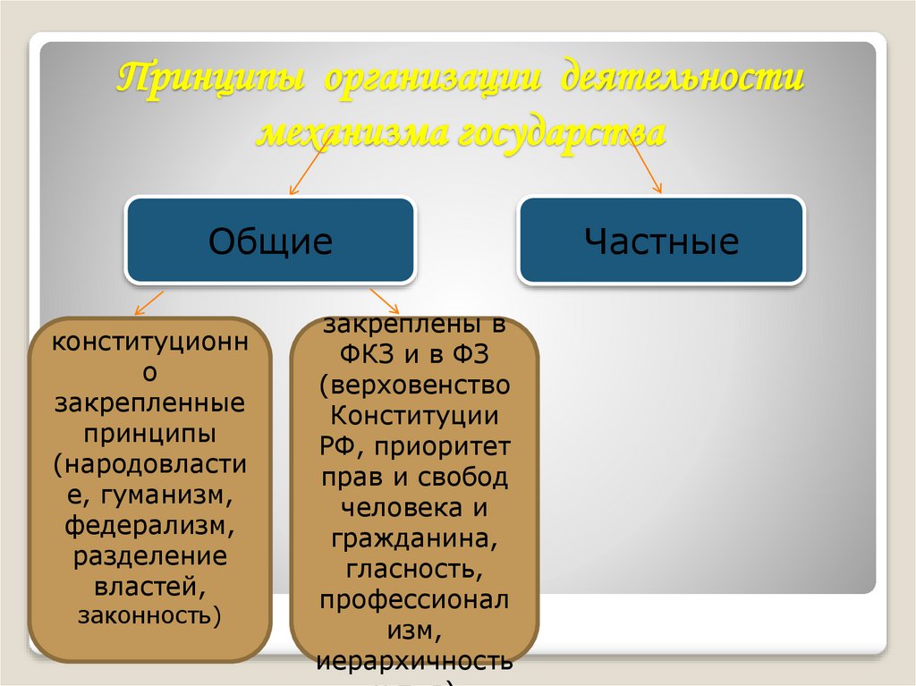 Принципы организации деятельности механизма государства