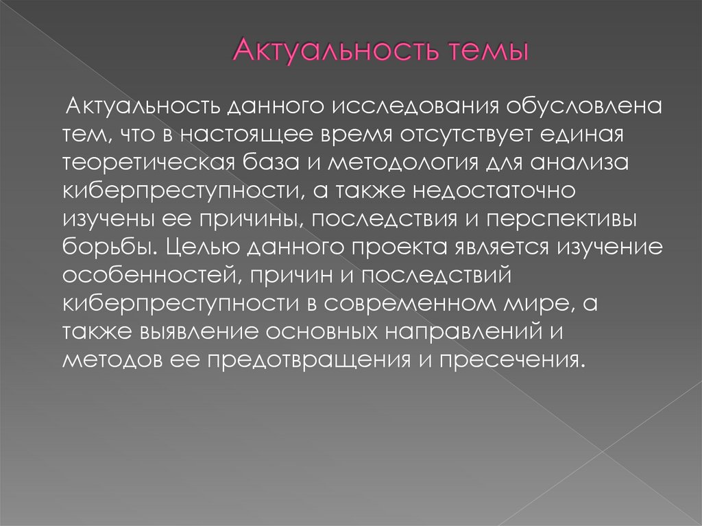 Актуальность темы