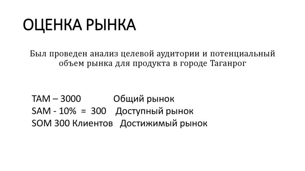 ОЦЕНКА РЫНКА