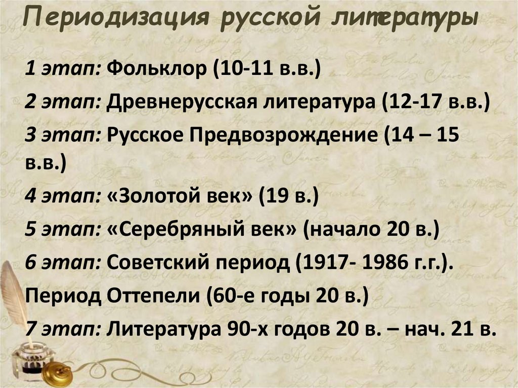 Периодизация русской литературы