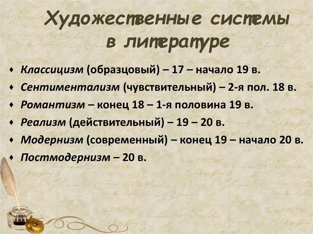 Художественные системы в литературе