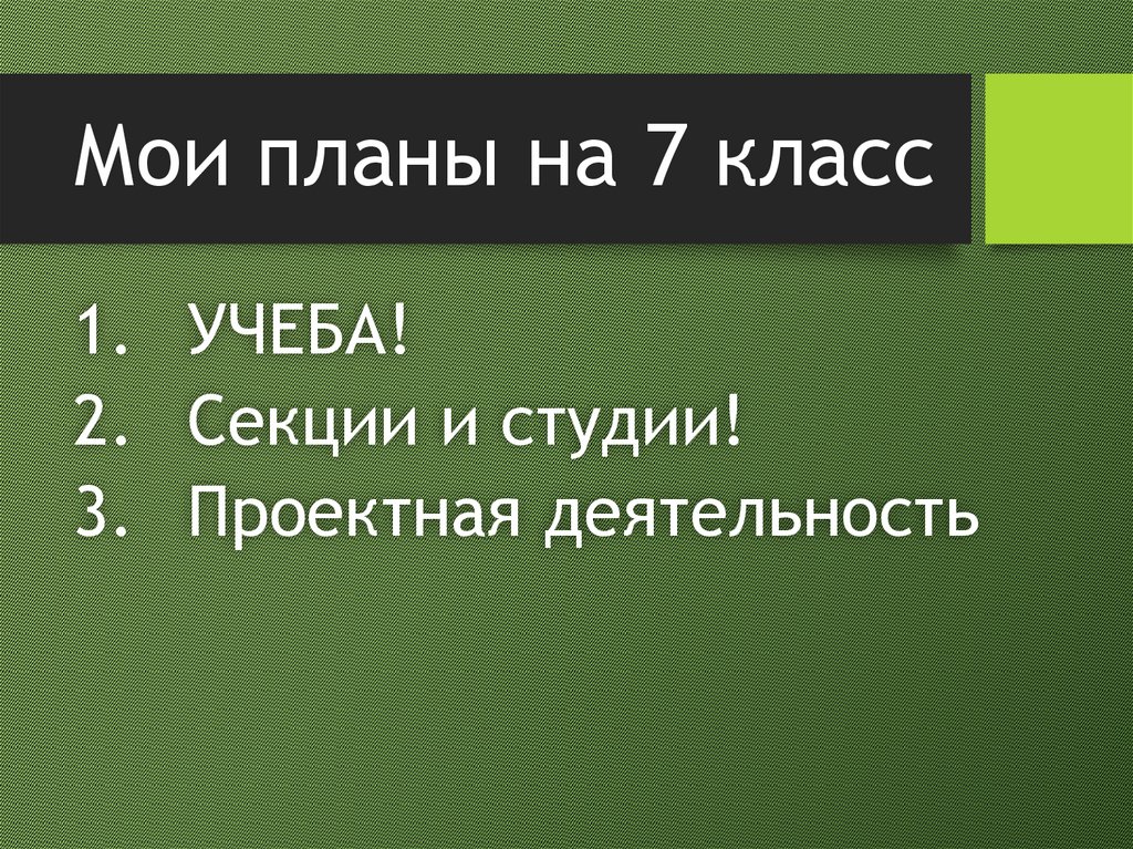 Мои планы на 7 класс