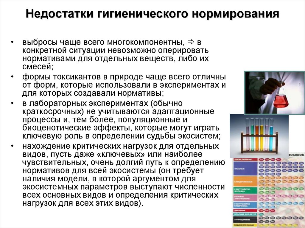 Недостатки гигиенического нормирования