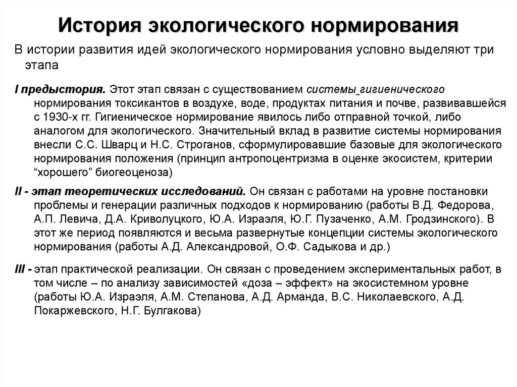 История экологического нормирования