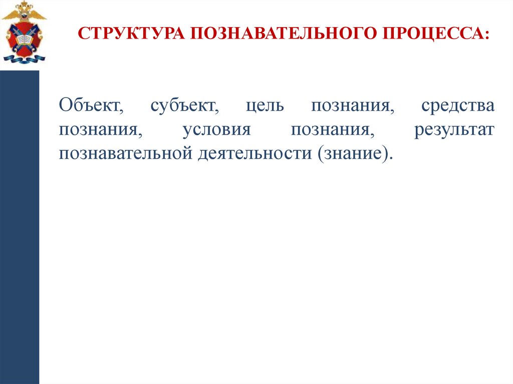 Структура познавательного процесса: