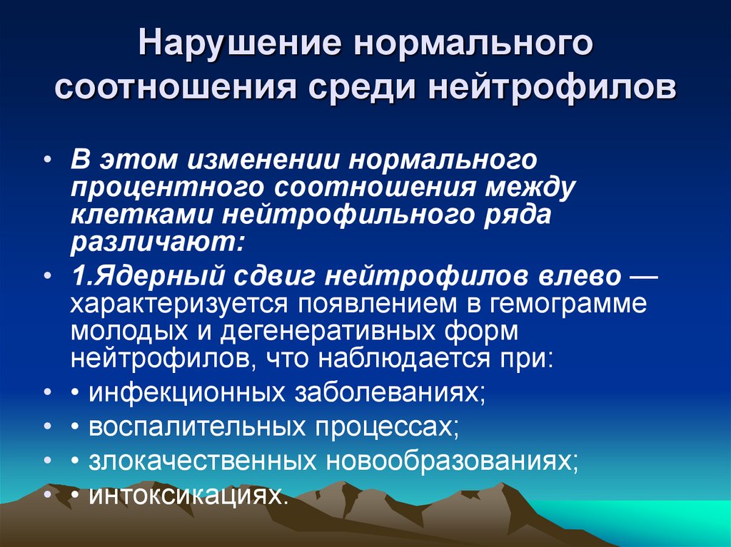 Нарушение нормального соотношения среди нейтрофилов