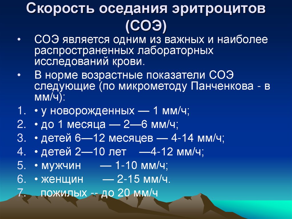 Скорость оседания эритроцитов (СОЭ)