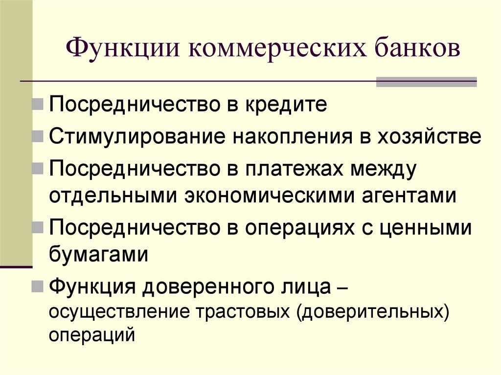 Функции коммерческих банков