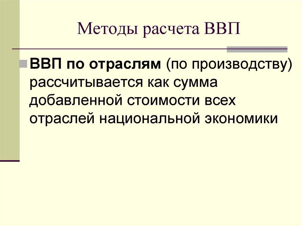 Методы расчета ВВП