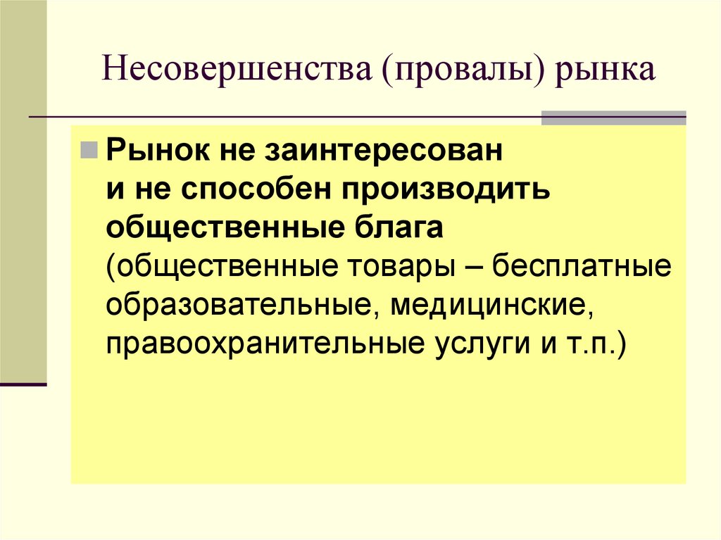Несовершенства (провалы) рынка