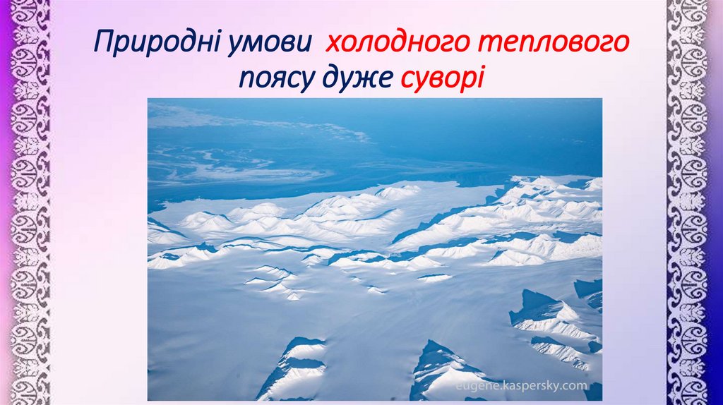 Природні умови холодного теплового поясу дуже суворі