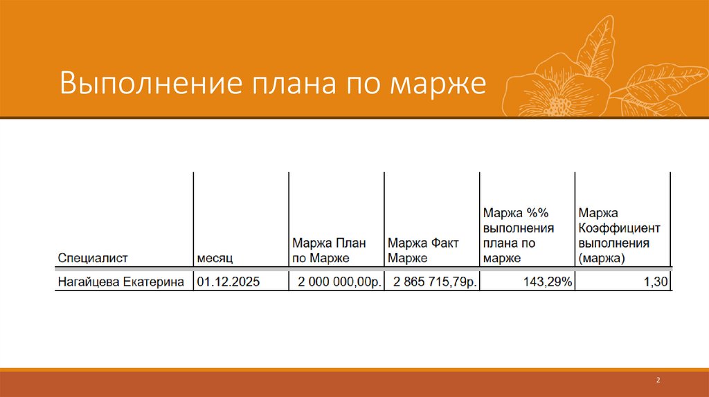 Выполнение плана по марже