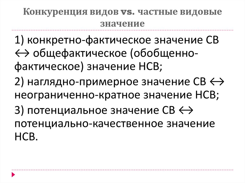 Конкуренция видов vs. частные видовые значение