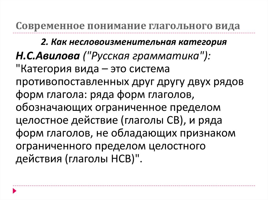 Современное понимание глагольного вида