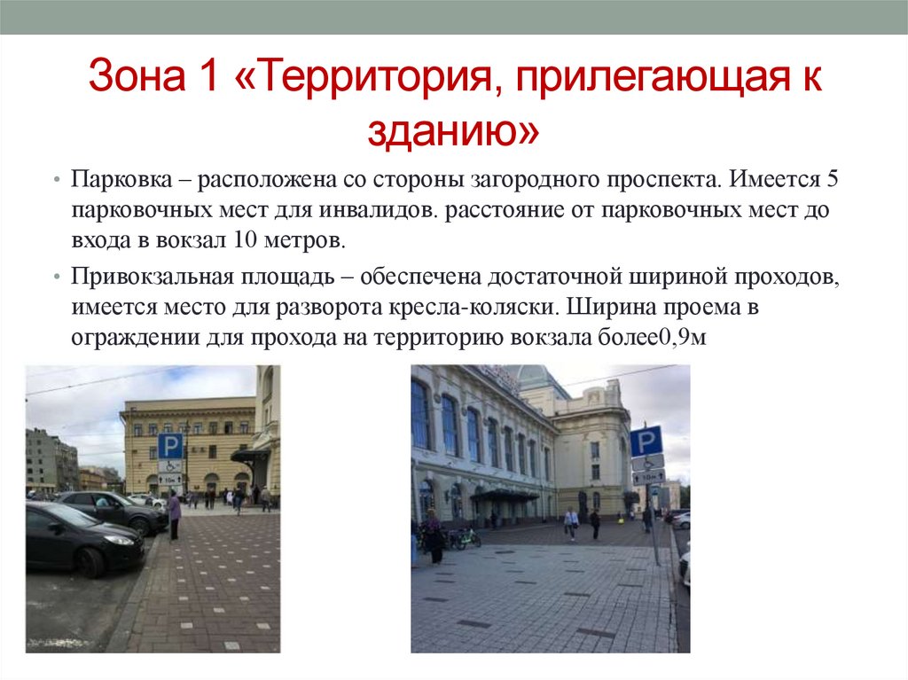 Зона 1 «Территория, прилегающая к зданию»