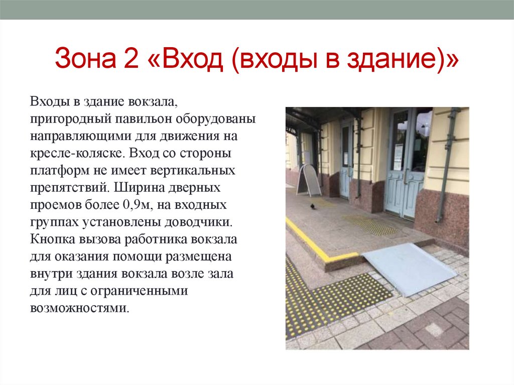 Зона 2 «Вход (входы в здание)»