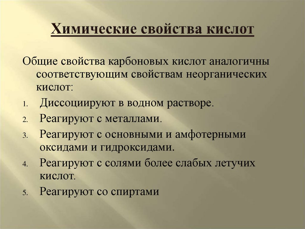 Химические свойства кислот