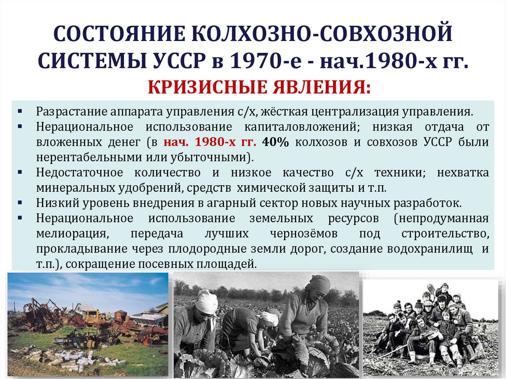 СОСТОЯНИЕ КОЛХОЗНО-СОВХОЗНОЙ СИСТЕМЫ УССР в 1970-е - нач.1980-х гг.