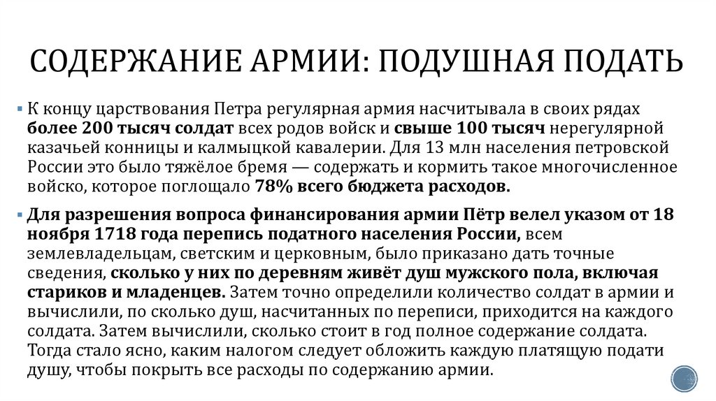 Содержание армии: подушная подать