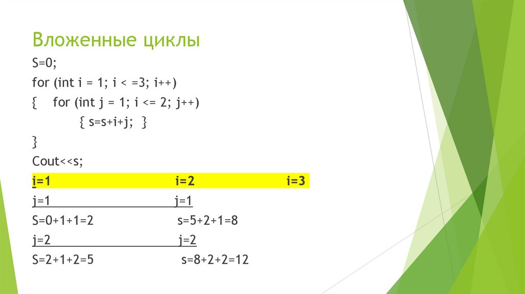 Вложенные циклы