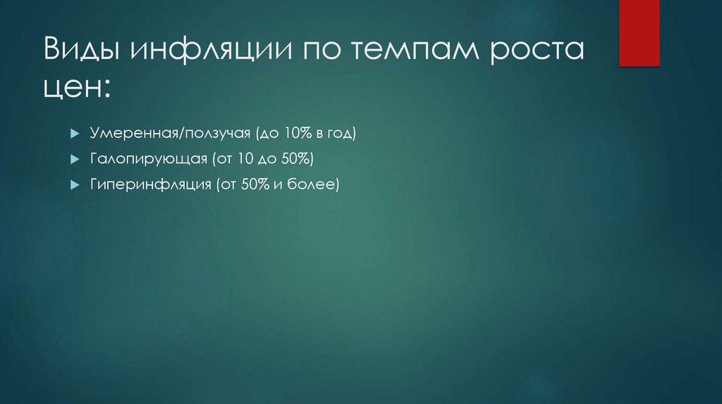 Виды инфляции по темпам роста цен: