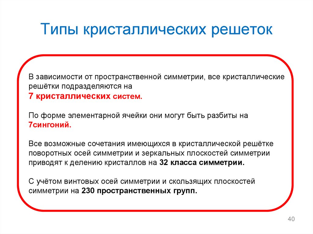 Типы кристаллических решеток