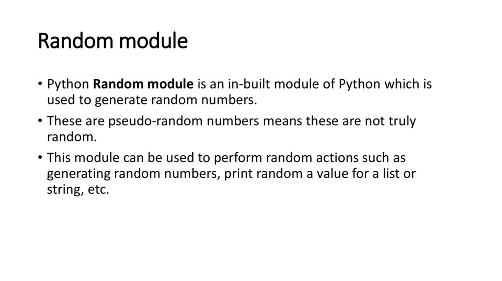 Programming 1 term 1 lesson Random (1) - online presentation